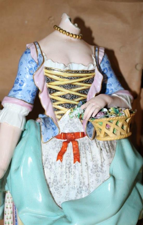 A pair of 19th century Meissen figures, 18.5in.